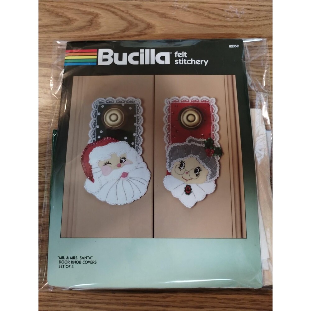 Mr. & Mrs. Santa Door Knob Covers Complete Felt Kit, Christmas
